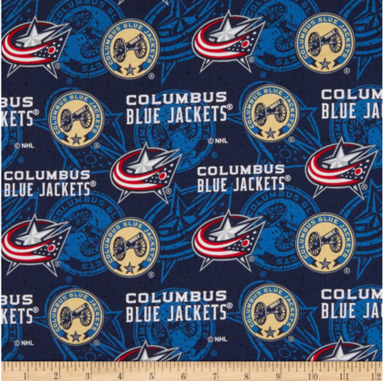 NHL Licensed Columbus Blue Jackets Tone On Tone 1199-CBJ Cotton Fabric by the Yard